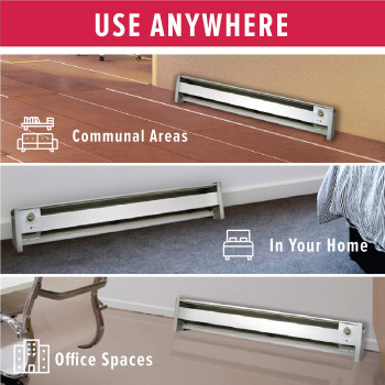 Fahrenheat FBE15002 Portable Electric Baseboard Heater,1500 Watt, 120 Volt, 46" Wide, White