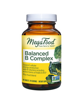 Megafood Balanced B Complex - Helps Support Cellular Energy With Vitamins B1, B2, B3, B5, B6, B7, B9, B12 - Gluten-Free And Dairy-Free - Vegan - 90 Tabs