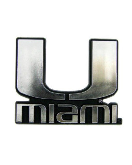 Team Promark Chu034 Ncaa Miami Hurricanes Chrome Automobile Emblem, Gray, 4 X 3