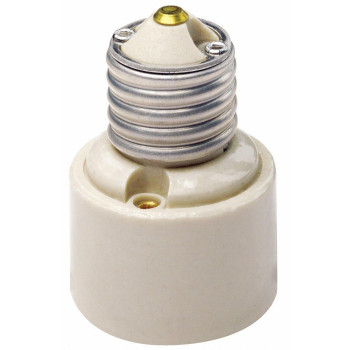 Leviton 2005 001-0-000 1-Piece Socket Adapter, 660 W, 250 V, Incandescent, Medium to Medium Base, Medium, White