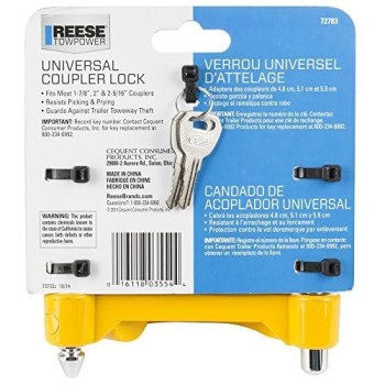 Reese Towpower 72783 Coupler Lock, Adjustable Storage Security, Heavy-Duty Steel