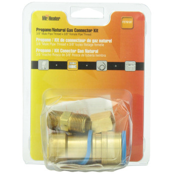 Mr. Heater F276187 Propane/Natural Gas Connector Kit 3/8 Male Pipe Thread x 3/8" Female Pipe Thread,Brass,Regular