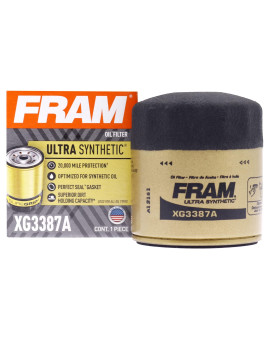 Fram Ultra Synthetic Automotive Replacement Oil Filter, Designed For Synthetic Oil Changes Lasting Up To 20K Miles, Xg3387A With Suregrip (Pack Of 1)