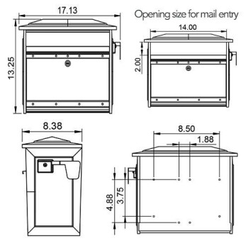 Gibraltar Mailboxes Mailsafe Medium Capacity Aluminum Black, Wall-Mount Mailbox, MSK00000