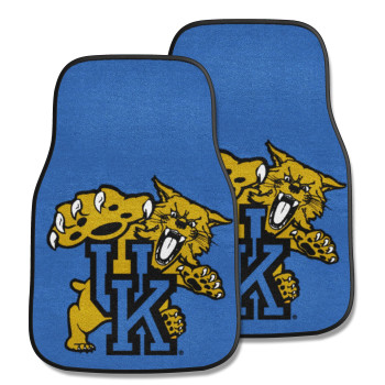 Fanmats 5170 Kentucky Wildcats Front 2-Piece Team Logo Carpet Car Mat Set Front Row Automotive Floor Mats Non-Slip Backing Team Colors - Uk & Wildcat Logo