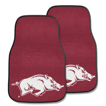 Fanmats 5420 Arkansas Razorbacks Front 2-Piece Team Logo Carpet Car Mat Set Front Row Automotive Floor Mats Non-Slip Backing Team Colors