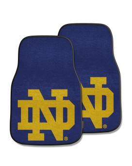 Fanmats 6059 Notre Dame Fighting Irish Front 2-Piece Team Logo Carpet Car Mat Set Front Row Automotive Floor Mats Non-Slip Backing Team Colors - Nd Primary Logo