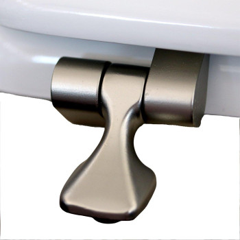 MAYFAIR 844BN 000 Toilet Seat with Brushed Nickel Hinges will Never Come Loose, ROUND , White