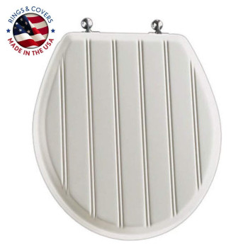 Mayfair 29Cpa 000 Beadboard Toilet Seat With Chrome Hinges Will Never Loosen, Round, Durable Enameled Wood, White