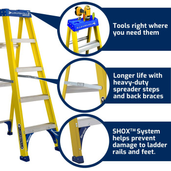 Louisville Ladder FS2005 Fiberglass Step Ladder, 5-Feet/250lb, Yellow