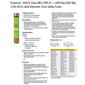 Bussmann FRS-R-40 Class RK5 600 Volt Dual Element Time Delay Fuse