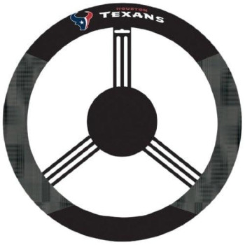 Fremont Die Nfl Houston Texans Poly-Suede Steering Wheel Cover, Fits Most Standard Size Steering Wheels, Black/Team Colors