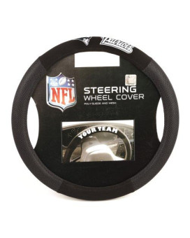 Fremont Die Nfl New England Patriots Poly-Suede Steering Wheel Cover, Fits Most Standard Size Steering Wheels, Black/Team Colors