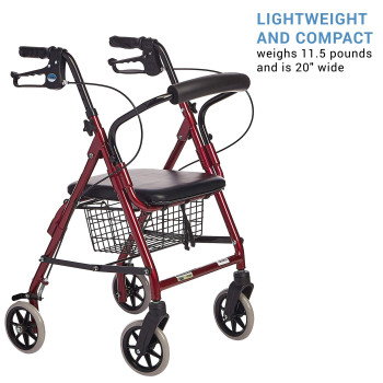 Lumex Walkabout Junior Rollator with Seat, Small & Narrow Walker for Short Pediatrics, Kids & Adults