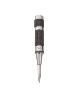 Starrett Steel Automatic Center Punch with Adjustable Stroke - 5-1/4" (130mm) Length, 11/16" (17mm) Punch Diameter, Lightweight, Knurled Steel Handle - 18C