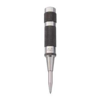 Starrett Steel Automatic Center Punch with Adjustable Stroke - 5-1/4" (130mm) Length, 11/16" (17mm) Punch Diameter, Lightweight, Knurled Steel Handle - 18C