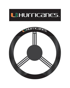 Fremont Die Ncaa Miami Hurricanes Poly-Suede Steering Wheel Cover, Fits Most Standard Size Steering Wheels, Black/Team Colors