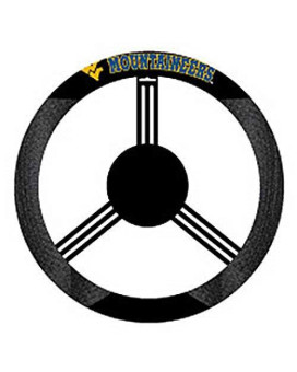 Fremont Die Ncaa West Virginia Mountaineers Poly-Suede Steering Wheel Cover, Fits Most Standard Size Steering Wheels, Black/Team Colors