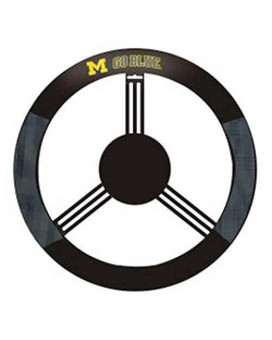 Fremont Die Ncaa Michigan Wolverines Poly-Suede Steering Wheel Cover, Fits Most Standard Size Steering Wheels, Black/Team Colors