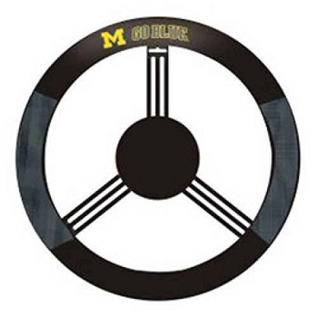 Fremont Die Ncaa Michigan Wolverines Poly-Suede Steering Wheel Cover, Fits Most Standard Size Steering Wheels, Black/Team Colors