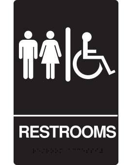 HY-KO Products DB-5 Restroom Handicap ACCESABLE Unisex Ada Approved Braille 6 in X 9 in Sign-805251, 6 in x 9 in, White/Black