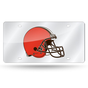 Rico Industries Nfl Cleveland Browns Silver 12 X 6 Laser Cut Tag For Cartrucksuv - Automobile Dacor