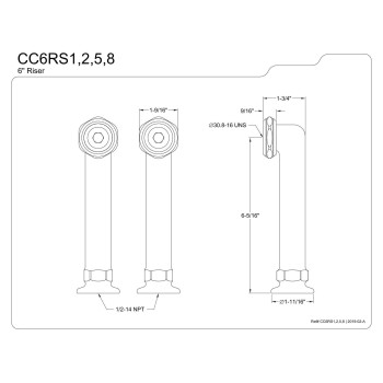 Kingston Brass CC6RS8 Vintage Deck Mount Riser for Leg Tub Filler, 6-Inch, Brushed Nickel