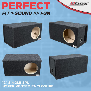 Bbox Single Vented 12 Inch Subwoofer Enclosure - SPL-Tuned Single Car Subwoofer Boxes & Enclosures - Premium Subwoofer Box Improves Audio Quality, Sound & Bass - Nickel Finish Terminals