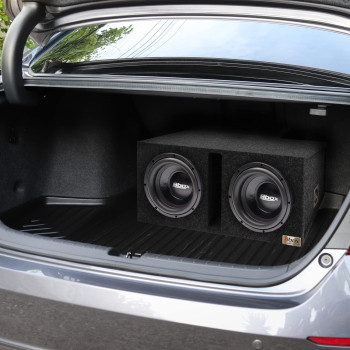 Bbox Dual Vented 12 Inch Subwoofer Enclosure - Pro Audio Tuned Dual Car Subwoofer Boxes & Enclosures - Premium Subwoofer Box Improves Audio Quality, Sound & Bass - Spring Loaded Speaker Terminals