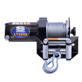 Superwinch 1120210 LT2000 12V DC Electric Winch 2,000lb/907kg Single Line Pull with Roller Fairlead, 5/16in. x 50ft. Steel Wire Rope, Corded Handheld Remote, Handlebar Rocker Switch