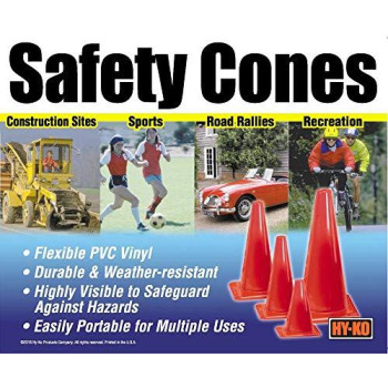 Hy-Ko Products SC-18 Safety Cone Vinyl, 18", Orange