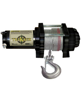 KEEPER Electric Winch, 3,000 lb. Single Line Pull, 12V DC, Black