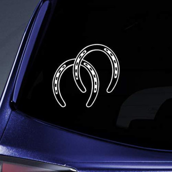 Bargain Max Decals Horseshoes - Horse Shoes - Car, Truck, Notebook, Vinyl Decal Sticker 1179 | Vinyl Color: White