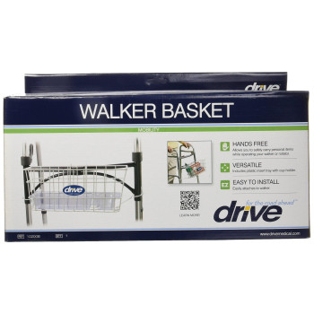 Drive Medical 10200B Walker Basket with Plastic Cup Holder, White