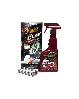 Meguiars G1116Eu Quik Clay Bar Starter Kit With 80G Of Clay And 473Ml Detailer To Safely Remove Surface Bonded Contaminants Such As Tar, Tree Sap, Overspray And Industrial Fallout
