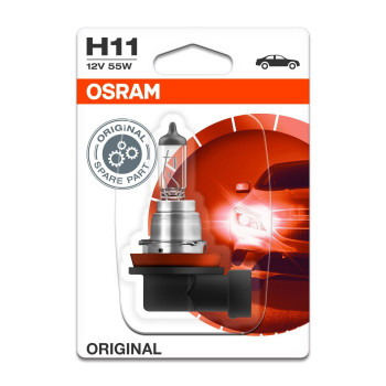 Osram Original H11, Halogen-Headlamp Bulb, 64211-01B, 12V, Single Blister (1 Piece)