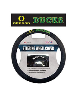 Fremont Die Ncaa Oregon Ducks Poly-Suede Steering Wheel Cover, Fits Most Standard Size Steering Wheels, Black/Team Colors