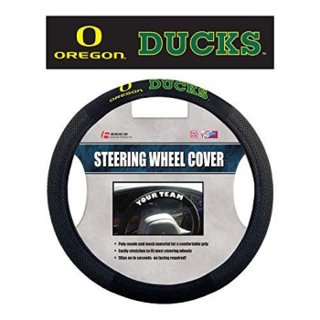 Fremont Die Ncaa Oregon Ducks Poly-Suede Steering Wheel Cover, Fits Most Standard Size Steering Wheels, Black/Team Colors