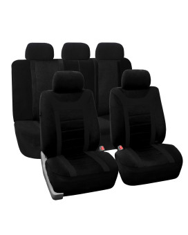 Fh Group Car Seat Covers Full Set Black Cloth - Universal Fit, Automotive Seat Covers, Low Back Front Seat Covers, Airbag Compatible, Split Bench Rear Seat, Washable Car Seat Cover For Suv, Sedan, Van