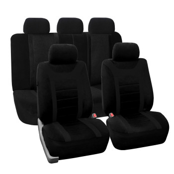 Fh Group Car Seat Covers Full Set Black Cloth - Universal Fit, Automotive Seat Covers, Low Back Front Seat Covers, Airbag Compatible, Split Bench Rear Seat, Washable Car Seat Cover For Suv, Sedan, Van