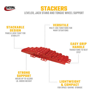 Valterra A10-0918 Stackers Multi-Use RV Leveling Pads (Pack of 10) , Red