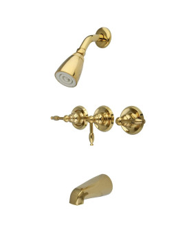 Kingston Brass KB232KL Tub and Shower Faucet, 5-Inch Spout Reach, Polished Brass