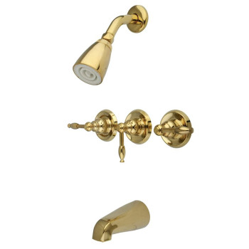 Kingston Brass KB232KL Tub and Shower Faucet, 5-Inch Spout Reach, Polished Brass