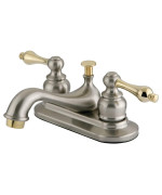 Kingston Brass KB609AL Restoration 4-Inch Centerset Lavatory Faucet, Brushed Nickel and Polished Brass