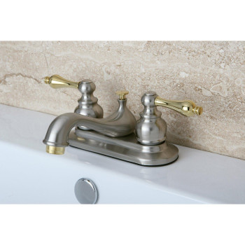 Kingston Brass KB609AL Restoration 4-Inch Centerset Lavatory Faucet, Brushed Nickel and Polished Brass