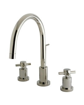 Kingston Brass KS8926DX Concord Widespread Lavatory Faucet with Brass Pop-Up with Metal Cross Handle, Polished Nickel