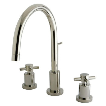 Kingston Brass KS8926DX Concord Widespread Lavatory Faucet with Brass Pop-Up with Metal Cross Handle, Polished Nickel