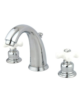 Kingston Brass KB981PX Victorian Widespread Lavatory Faucet, Porcelain Cross Handle, Polished Chrome,8-Inch Adjustable Center