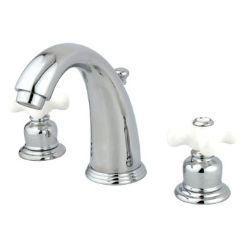 Kingston Brass KB981PX Victorian Widespread Lavatory Faucet, Porcelain Cross Handle, Polished Chrome,8-Inch Adjustable Center