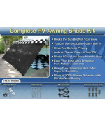 EZ Travel Collection RV Awning Shade Complete Kit 8'x20' (Black)